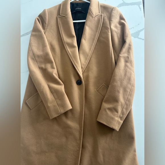 Zara Felt One Button Texture Coat-Size Small-Caramel/Taupe - Picture 3 of 8